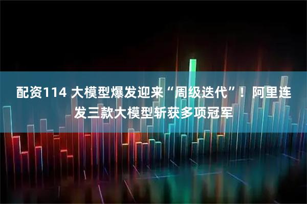 配资114 大模型爆发迎来“周级迭代”！阿里连发三款大模型斩获多项冠军